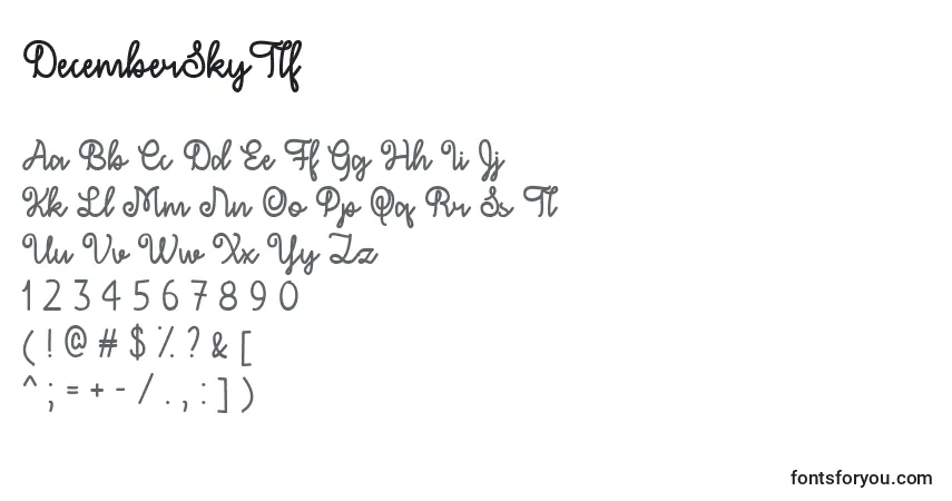 Шрифт DecemberSkyTtf – алфавит, цифры, специальные символы