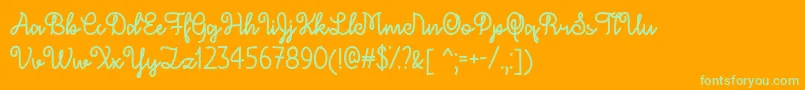 DecemberSkyTtf-Schriftart – Grüne Schriften auf orangefarbenem Hintergrund