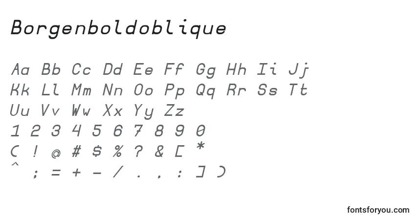 Fuente Borgenboldoblique - alfabeto, números, caracteres especiales