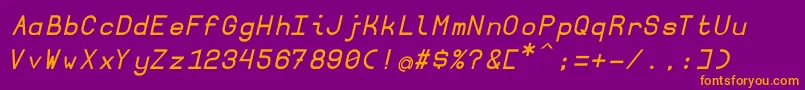 Borgenboldoblique-Schriftart – Orangefarbene Schriften auf violettem Hintergrund