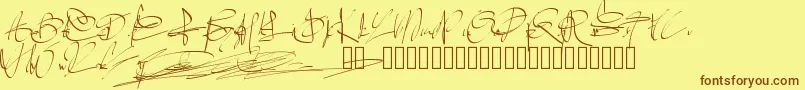 Pwsignaturetwo-Schriftart – Braune Schriften auf gelbem Hintergrund