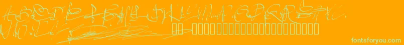 Pwsignaturetwo Font – Green Fonts on Orange Background