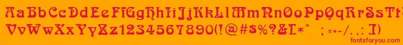 Bocklin-Schriftart – Rote Schriften auf orangefarbenem Hintergrund