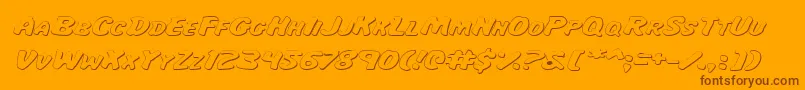 MissAmandaShadowItalexp-Schriftart – Braune Schriften auf orangefarbenem Hintergrund