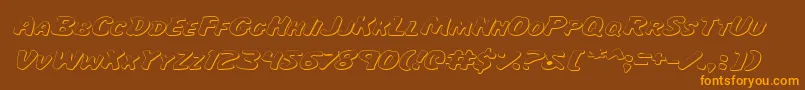 MissAmandaShadowItalexp-Schriftart – Orangefarbene Schriften auf braunem Hintergrund