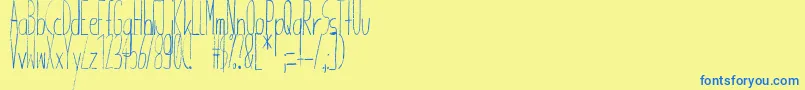 GiraffenhalsCondensed-Schriftart – Blaue Schriften auf gelbem Hintergrund