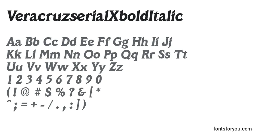 Шрифт VeracruzserialXboldItalic – алфавит, цифры, специальные символы