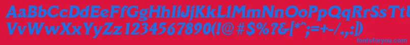 フォントVeracruzserialXboldItalic – 赤い背景に青い文字