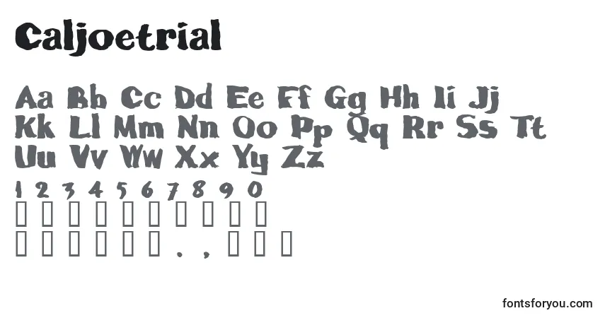 Schriftart Caljoetrial (108411) – Alphabet, Zahlen, spezielle Symbole