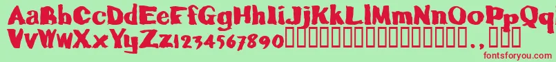Caljoetrial-Schriftart – Rote Schriften auf grünem Hintergrund