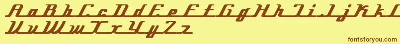 フォントIkarus – 茶色の文字が黄色の背景にあります。