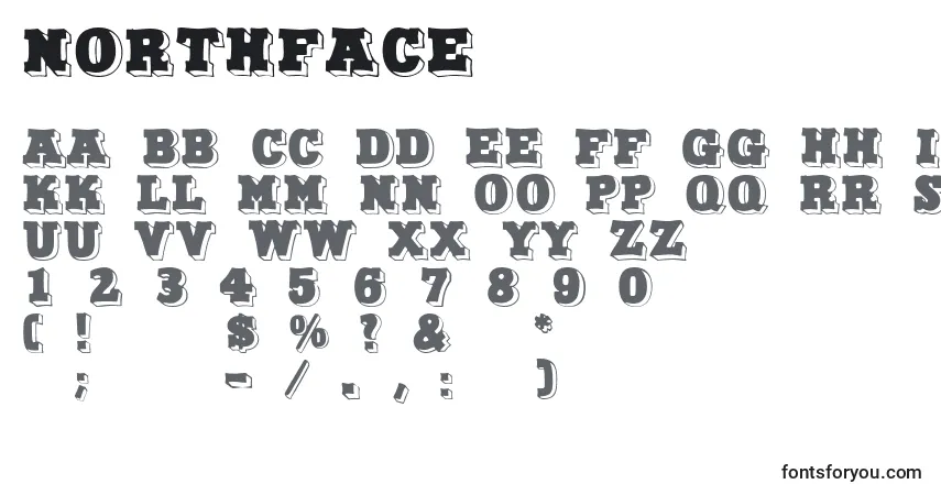 Schriftart NorthFace – Alphabet, Zahlen, spezielle Symbole