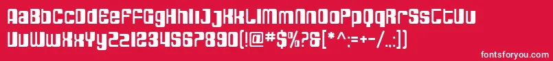 SfDecotechno-Schriftart – Weiße Schriften auf rotem Hintergrund