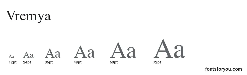 Размеры шрифта Vremya