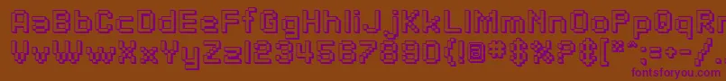 Czcionka SfPixelateShaded – fioletowe czcionki na brązowym tle