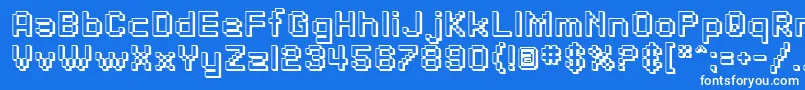 Czcionka SfPixelateShaded – białe czcionki na niebieskim tle