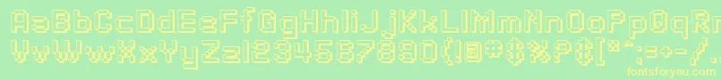 SfPixelateShaded-fontti – keltaiset fontit vihreällä taustalla
