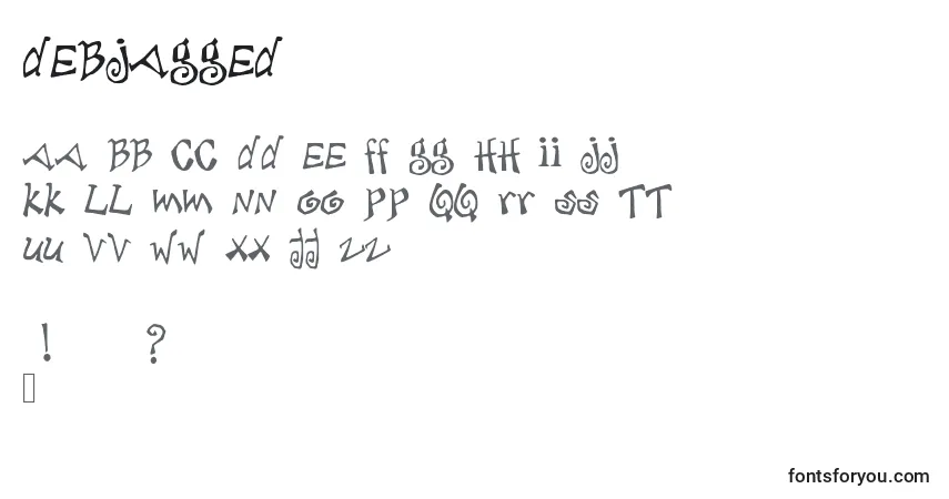 Schriftart Debjagged – Alphabet, Zahlen, spezielle Symbole