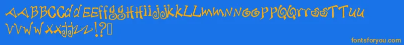 Debjagged Font – Orange Fonts on Blue Background
