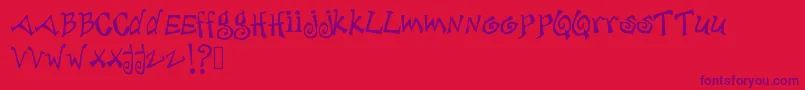 Debjagged-Schriftart – Violette Schriften auf rotem Hintergrund
