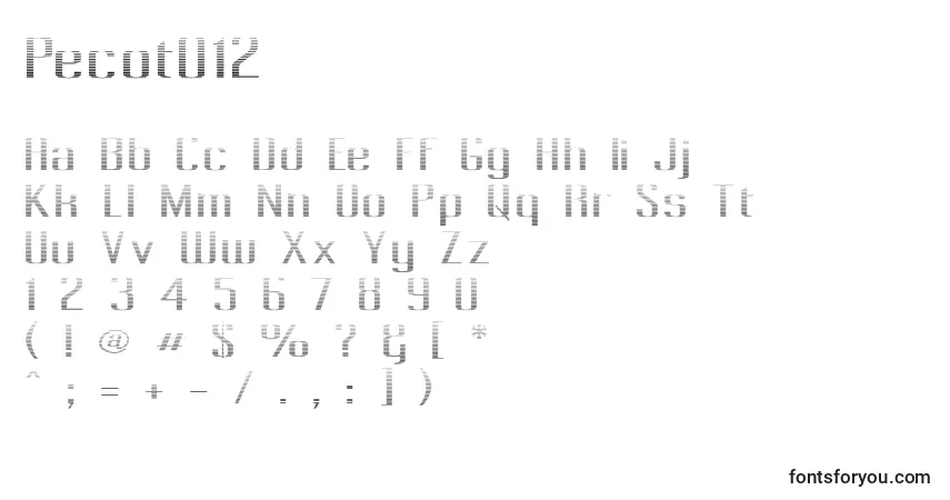 Schriftart Pecot012 – Alphabet, Zahlen, spezielle Symbole