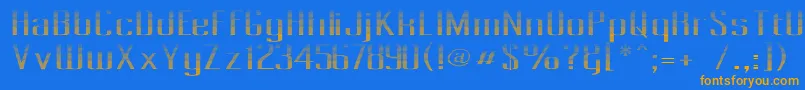 Pecot012 Font – Orange Fonts on Blue Background