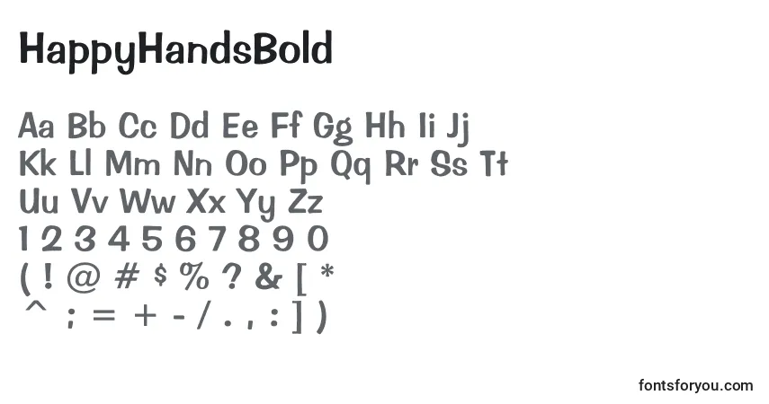A fonte HappyHandsBold – alfabeto, números, caracteres especiais