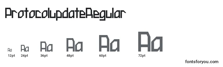 Размеры шрифта ProtocolupdateRegular