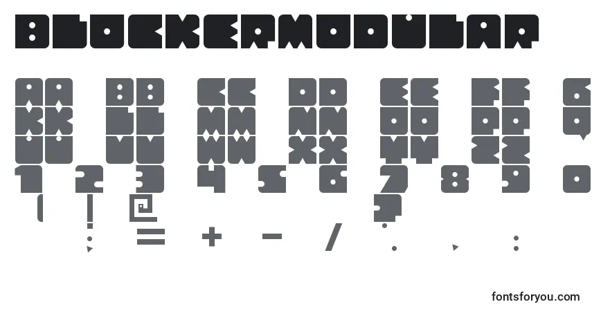 Schriftart BlockerModular – Alphabet, Zahlen, spezielle Symbole