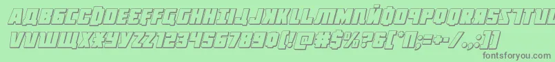 フォントOctoberguard3Dital – 緑の背景に灰色の文字