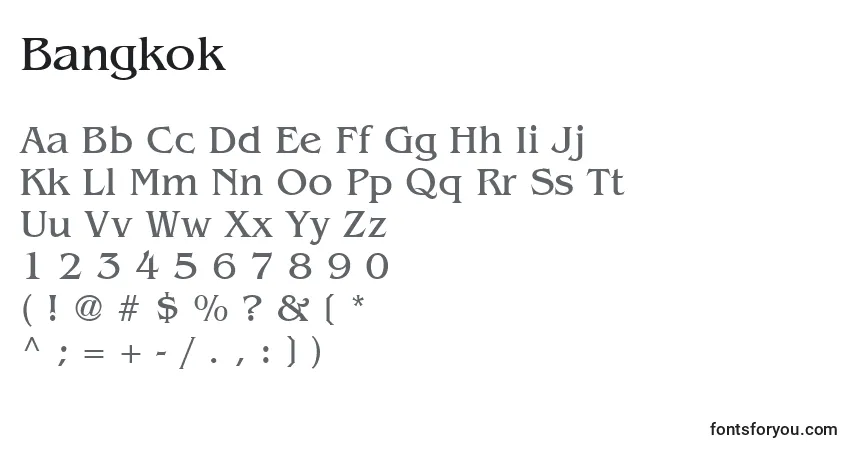 Шрифт Bangkok – алфавит, цифры, специальные символы