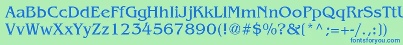 フォントBangkok – 青い文字は緑の背景です。