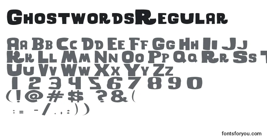 Шрифт GhostwordsRegular – алфавит, цифры, специальные символы