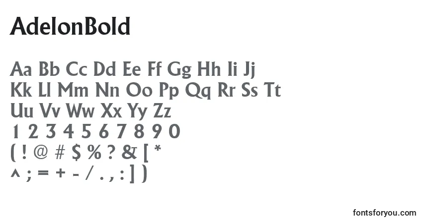 Schriftart AdelonBold – Alphabet, Zahlen, spezielle Symbole