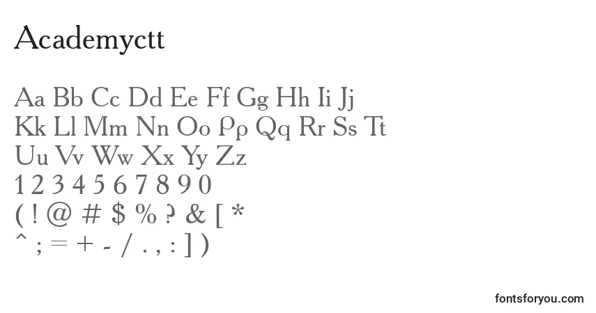 Fuente Academyctt - alfabeto, números, caracteres especiales