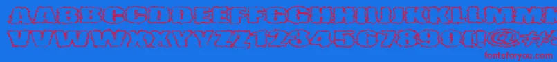 VtcAngorachikOutline Font – Red Fonts on Blue Background