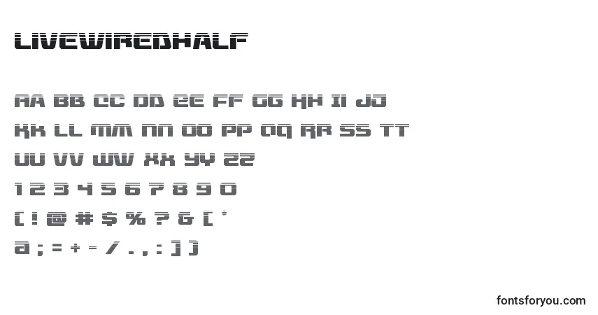 Шрифт Livewiredhalf – алфавит, цифры, специальные символы