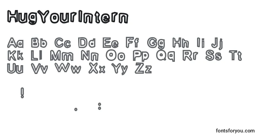 A fonte HugYourIntern1 – alfabeto, números, caracteres especiais