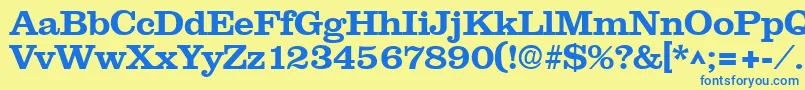 フォントNewslineSfBold – 青い文字が黄色の背景にあります。