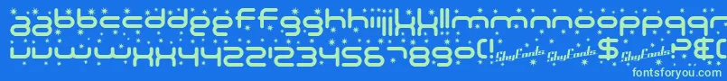 SfTechnodelight Font – Green Fonts on Blue Background