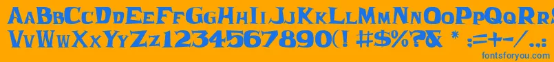 Frantic Font – Blue Fonts on Orange Background