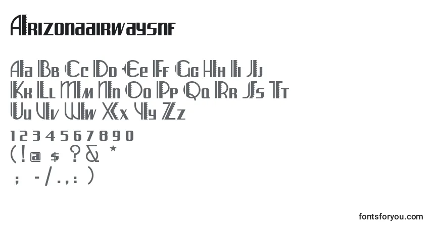 Czcionka Arizonaairwaysnf (108455) – alfabet, cyfry, specjalne znaki