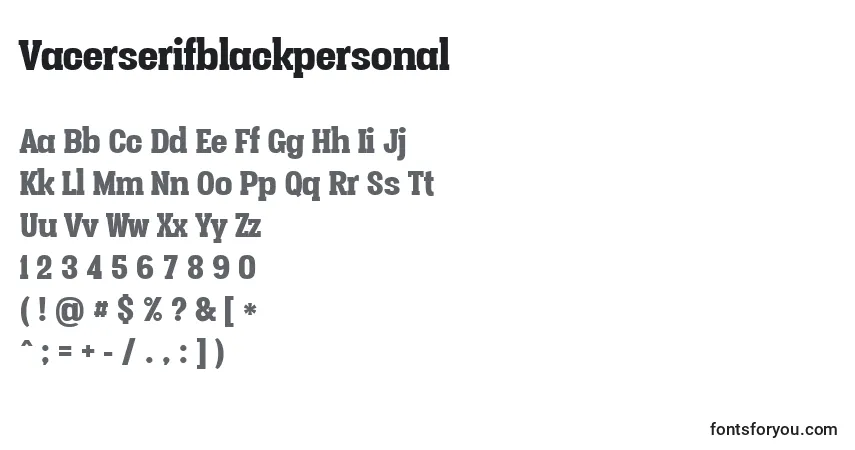 Vacerserifblackpersonal Font – alphabet, numbers, special characters