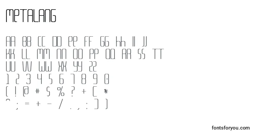 Schriftart Metalang – Alphabet, Zahlen, spezielle Symbole