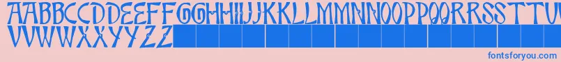 JmhBambooCaps Font – Blue Fonts on Pink Background