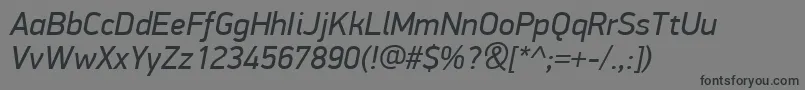 Fonte PfdindisplayproItalic – fontes pretas em um fundo cinza