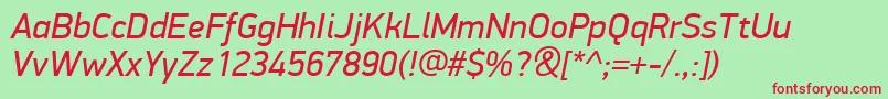 PfdindisplayproItalic Font – Red Fonts on Green Background