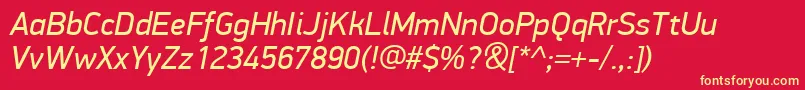 PfdindisplayproItalic Font – Yellow Fonts on Red Background