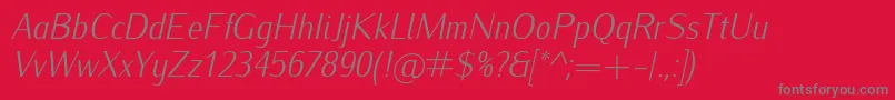 IwonacondlightItalic Font – Gray Fonts on Red Background