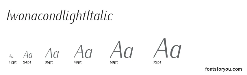 IwonacondlightItalic Font Sizes
